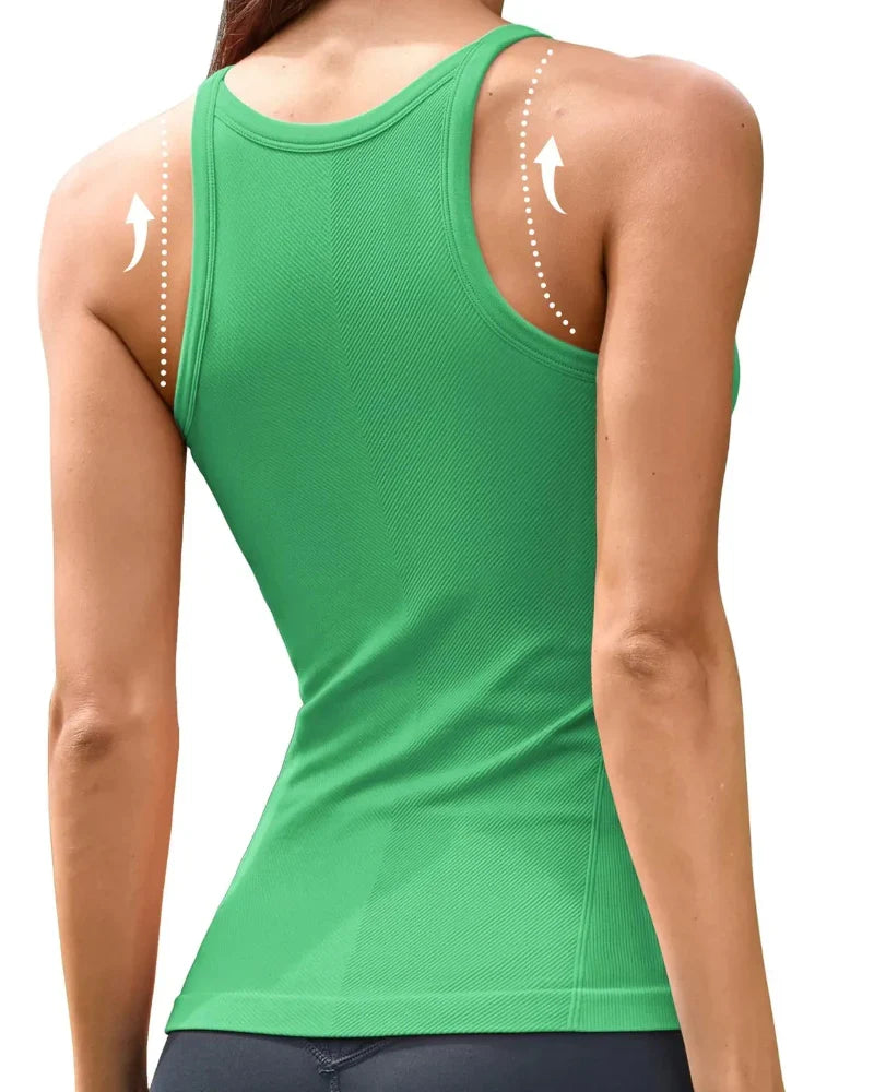 Women’s Ribbed Workout Tank with Built-in Bra