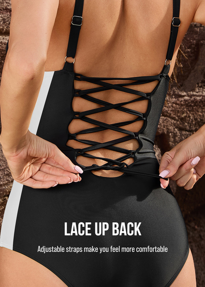Deep-V Corset-Back Shaping Swimsuit